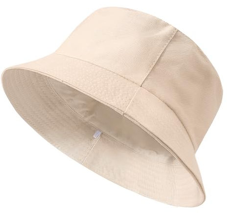Xnova Fischerhut Damen Reversibel, Bucket Hats Baumwolle Faltbarer Anglerhut mit Breiter Krempe, Beidseitigen UV-Schutz Sonnenhüte Unisex Sommer Hüte Reisezubehör (Beige, XL:64-66cm)