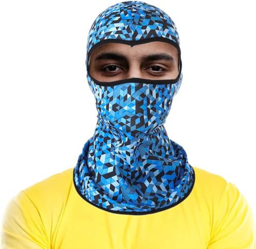 Blausky Vollgesichtsmaske,Sommer Balaclava Dünn und Atmungsaktiv Skimaske Gesichtshaube Helm Liner Sturmhauben Motorradmaske für Radsport Motorrad,Damen & Herren,Königsblau kariert