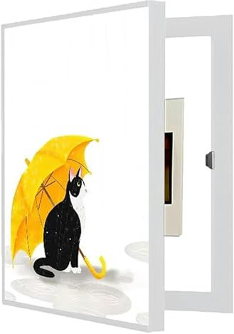 NZVZGKTNTW Electric Box Cover,Electrical Instrument Panel Flip Cover Suspended Living Room Wall Vertical Frame Cover Image Multimedia Junction Box Hanging Pictures(White)