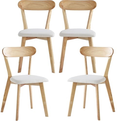 DZOVAD Wood Dining Chairs Set of 4, Farmhouse Kitchen Chairs Set, 100% Natural Solid Wood Material, FSC-Certified