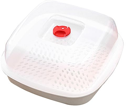 KOCKSHION Vaporiera a Microonde Contenitore Quadrato Coperchio Per Gnocchi Cottura a Vapore Per Microonde e Cucina Multifunzione