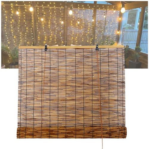 Bambusrollo, 120 x 200 cm, für Innen/Außenbereich, für Fenster, Raffrollos in verschiedenen Breiten, natürliches Bambusmaterial