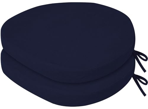 PRIMEPATIO Sitzkissen Stuhl Indoor, Hochdichter Schaumstoff-Stuhlauflage für Küchenstuhl, Esszimmerstuhl und Outdoor Gartenstuhl mit Bändern und Waschbar Bezug, Stuhlkissen 40x40x5cm 2er-Set, Blau