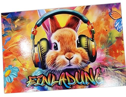 tjapalo NEU 12x coole Einladungskarten Kindergeburtstag Mädchen Junge - PARTY Karten Hasen EINLADUNG für Mädchen Kinder GEBURTSTAG Einladung extra Hochglanzlack (Karten)