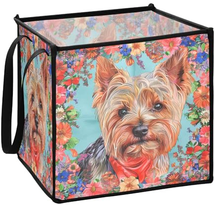 Boho Style Flower Floral Red Carino Canestri per cani per contenitori di stoccaggio per la casa set pieghevole in tessuto cubo contenitori di stoccaggio 33x33x13 pollici