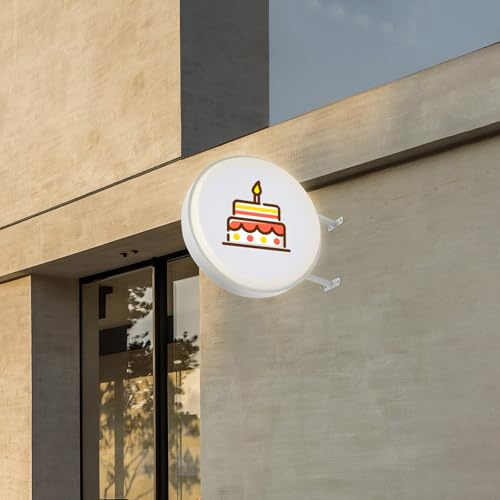 HOARLICN Caja de luz LED, caja de luz redonda de doble cara, letrero luminoso, publicidad luminosa, resistente al agua, 220 V, para restaurantes, comida y tiendas, marco de aleación de aluminio, 71 ×