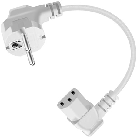 YINGAYOU Cavo Alimentazione Schuko IEC C13 10A 250V Cavo Alimentazione PC Corto Spina Schuko CEE 7/4 a Presa C13 per PC, Computer, Monito (Bianco, 0.5 m)