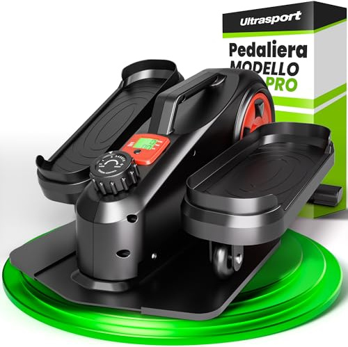 Ultrasport Stepper für Zuhause: Rutschfester Up-Down Swing mit LCD Display und 8 Stufen, Fitness Stepper bis 100 KG, Schwarz/Rot