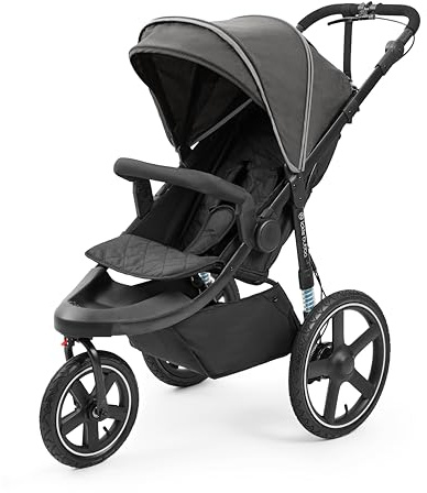 Ickle Bubba Venus Jogger Pro 3-Rad-Kinderwagen, Geländegängig, Luftreifen, UPF50+ Haube, 0-22 kg (Anthrazitgrau) | 3-Rad-All-Terrain-Kinderwagen, luftgefüllte Reifen, Hinterradfederung, Lenkerbremse, LSF 50+ Kapuze, Geburt bis 22 kg