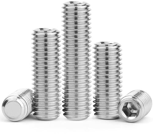 JIADEXIN M4 x (6-20mm) Gewindestift mit Kegelkuppe - Innensechskant Gewindestifte Madenschraube Edelstahl Silber, M4 x 6mm (20 Stück)