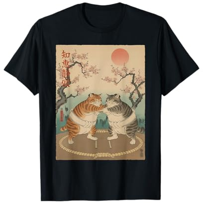 Japanese Sumo Cats Art Traditional Culture T-Shirt