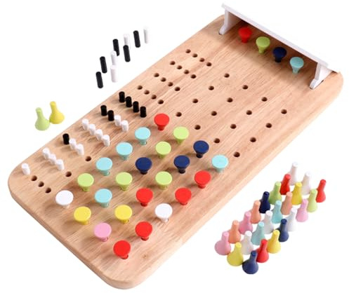 Intelligentes Logikbrett, Strategiepuzzle Holz, kompaktes Brett mit Lernfunktion, Geschicklichkeitsspiel zum Basteln aus Naturholz, Codeknacker-Set im klassischen Stil, Denksportaufgabe für Familie