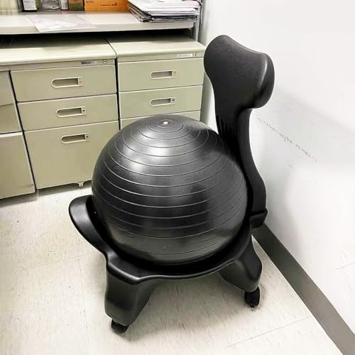 Sedia Palla Ufficio Sedia Ergonomica con Supporto per La Schiena E Ruote, Palla da Yoga per Adulti E Bambini, per Palestra, Fitness E Equilibrio, Seduta da Ufficio Esercizi, Parto E Per Alleviare