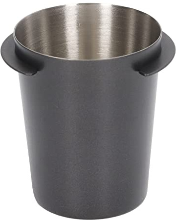 Coppa dosatrice per caffè da 58 mm, alimentatore in acciaio inox per polvere di caffè per macchina da espresso con impugnatura, coppa universale da 120 ml spazzolata con finitura o (Nero)
