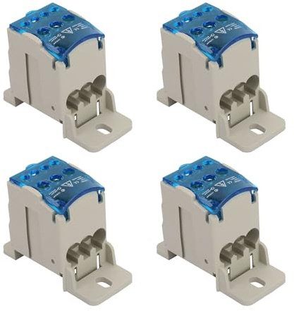 Spacnana Scatola di Distribuzione A Blocchi, Morsettiera per Guida DIN da 80 A con Coperchio Trasparente e Nylon Ignifugo, per Quadri di Distribuzione e Armadi Ad Alta tensione.