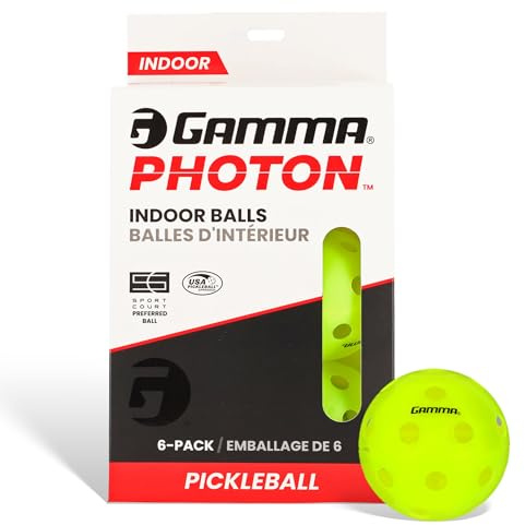Gamma Photon Indoor Pickleballs Pack of 6, USAPA Approved, High-Visibility, Durable and Ultra-Balanced