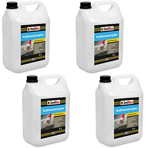 Isolbau Kaliwasserglas 28/30° - 4 x 5 Liter Kaliumsilikat-Lösung als Haftgrund & zur Abdichtung - Wetterfest für Innen- & Außenbereich
