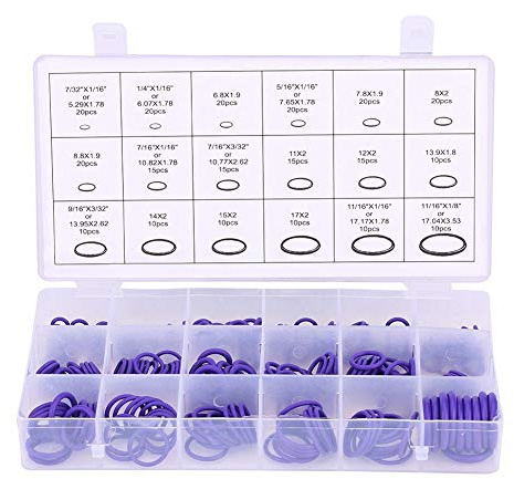 O-Ring Dichtung Klimaanlage Kompressor 270pcs Aramox Auto Klimaanlagen Dichtungssatz mit ölbeständigen Gummischeiben für verschiedene Kompressoren(Purple)