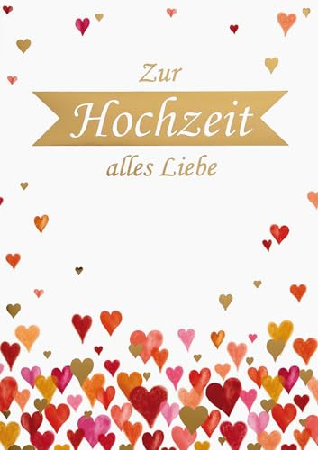 bsb Karte zur Hochzeit - liebevolle Hochzeitskarte mit Herz-Motiv - Hochzeitskarte Geldgeschenk - Hochzeit Karte mit Umschlag - Glückwunschkarte zur Ehe in A4-Format