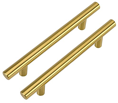 LONTAN 15 Stück Möbelgriffe Gold, 96mm lochabstand Griffe für Küchenschränk Schrankgriffe Gold Möbelgriffe Messing Griffe Möbel