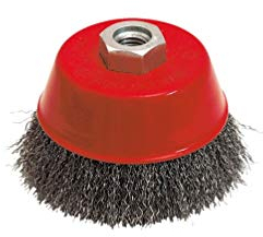 Leman - Set di 4 spazzole coniche per smerigliatrice filo acciaio ondulato 0,30 mm D. Leman, 125 mm M14 per metallo – strippaggio duro – 540,125 V