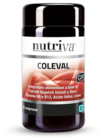 NUTRIVA Coleval, Integratore Alimentare per Colesterolo, Omocisteina e Glicemia, Sindrome Metabolica, Apparato Cardiovascolare, Salute del Cuore, con Berberina e Cromo Picolinato, 60 Compresse, Vegan