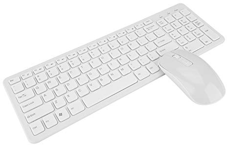 Wireless Keyboard and Mouse Combo,2.4G Portable Wireless Keyboard Mouse with Long battery life,Full Size Quiet Slim Travel Compact,For PC, Desktop, Laptop,Tablet(white)