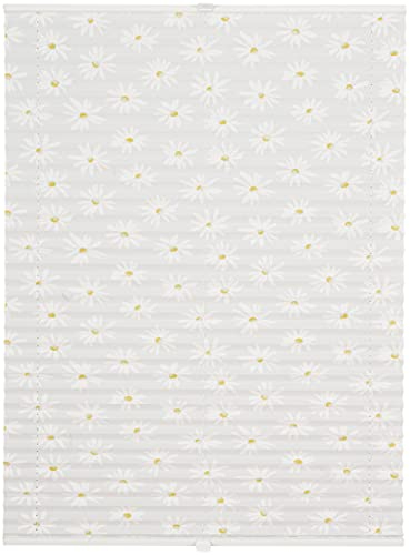 ondeco Plissee auf Maß Motive für alle Fenster innen, Montage in Glasleiste mit Spannschuh, Sonnenschutz-Rollo lichtschutz und Blickdicht Weiß Motiv Flower B: 71-80 cm, H: 151-200 cm