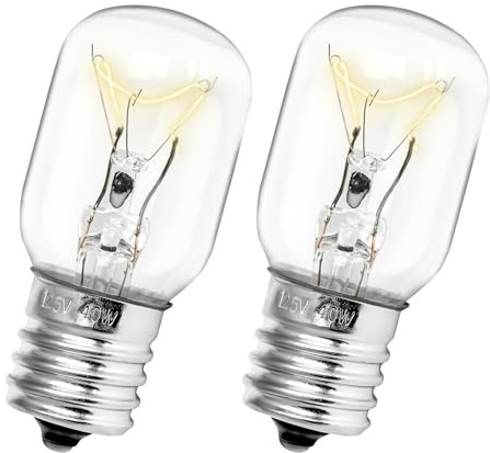 Belleone Microwave Light Bulb Fits for Whirlpool GE, 125V 40W Microwave Light Bulbs Fit for GE Ken-More LG Maytag Amana Over The Range Hood Microwave - Replaces 8206232A WB25X10030, E17 Base, 2PCS