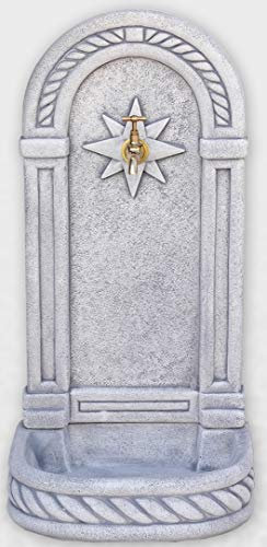 AnaParra Fuente Pared Modelo Poniente 37x32x77cm. para jardín|Hormigón Piedra |Incluye Grifo|Fuente Decorativa para Exterior| Peso: 30Kg| Color: Gris