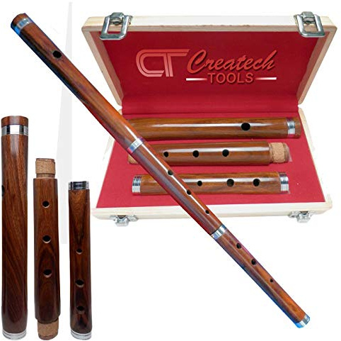 Traditional Irish Wooden D Flute with Hard Wood Case - Rosewood, 3-Part, 23 long