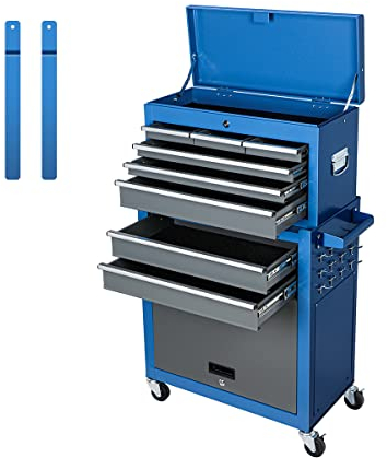 AIRAJ Gabinete de Herramientas Grande portátil y Carro de Herramientas con Ruedas,almacenar Herramientas y Equipos Pesados,con Gancho en el Lado,9 cajones,talleres y hogares gabinetes de Herramientas