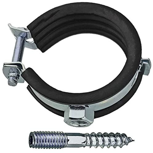 MegaHaustechnik Gelenk-Rohrschellen aus Stahl verzinkt, Set 5 Stück mit Stockschrauben, Spannbereich 87 bis 92mm Rohr-Außendurchmesser 3 Zoll, mit Schallschutz, mit M8 Gewinde-Mutter