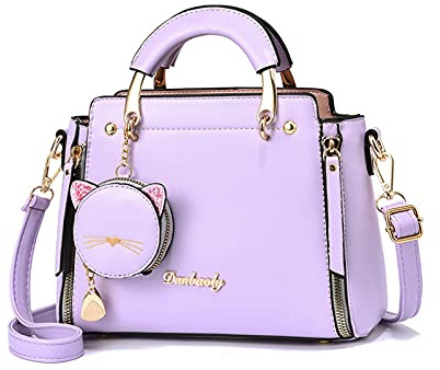 PORRASSO Damen Handtasche Süße Umhängetasche Henkeltaschen Frauen Wasserdicht PU Leder Schultertasche Top Griff Tasche für Reise Datieren Täglicher Gebrauch Violett