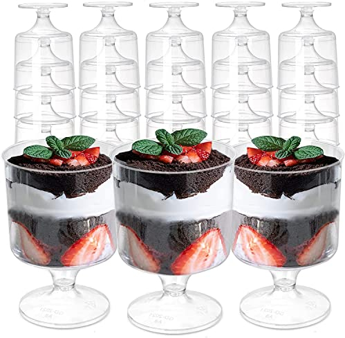 LATERN 80 Piezas Vasos de Postre de Plástico, 60ml Tazas Redondas Copa de Aperitivo Transparente Parfait Tazón para Servir Reutilizable para Fiesta de Mousse Pudín (8,5 x 5cm)