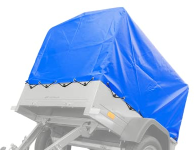 UNITRAILER Hochplane 80 cm in Blau für Garden Trailer 150 Kipp PKW Anhänger, wasserdichte hohe Abdeckplane für 150x106 cm Ladefläche mit elastischer Schnur
