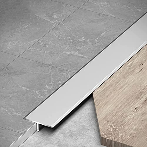 VIZET Perfil de transición Aluminio Listón De Borde De Alfombra Y Suelo, Autoadhesivo Banda De Unión para Suelos Laminados/Barra Divisoria Plana, para Puerta De Entrada Balcón Portales