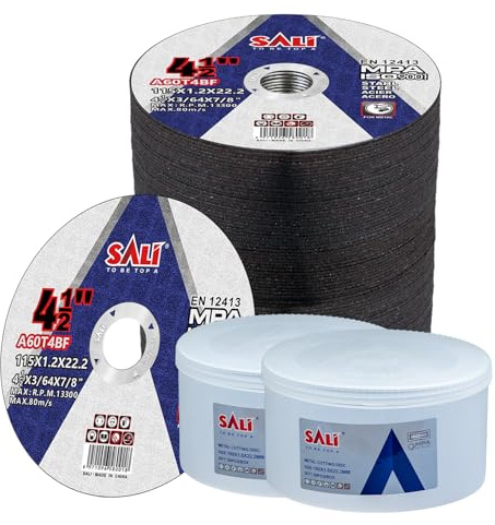 SALI 100 Pieces Cutting Disc Cut Off Wheel 4 1/2x 3/64 x 7/8 Cutting Wheels 4-1/2 Inch for Metal & Stainless Steel, Applies to 4.5 Angle Grinder Cutting Wheel Aggressive Cutting