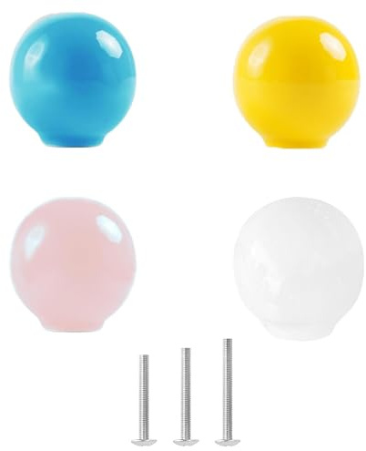 ShipeeKin 4x Keramikknäufe Klein Möbelknöpfe Bunt Mini Kugel 23mm | Schrankknöpfe Garderobenknopf Niedlich Ballform Kommodenknöpfe für Kinderzimmer Kommode Schublade