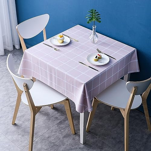 XQSSB Tischdekoration Eckig Wasserdicht Tischtuch Anti Heißes PVC Tischwäsche Pflegeleicht Garten Zimmer Tischdekoration Dunkelrosa 90 × 150cm