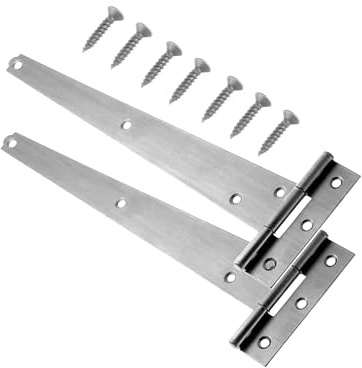 Primes DIY 250 mm T-Scharnier, verzinkt, rostfreie Pulverbeschichtung, T-Riemen-Scharniere, ideal für den externen Einsatz an Tortüren, Metall-T-Scharniere mit wetterbeständig, Schuppentür und