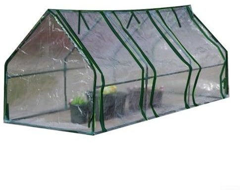 Whychstore Gewächshausabdeckung, 1,8 m x 0,9 m x 0,9 m, transparentes PVC, Metallrahmen, Reißverschluss