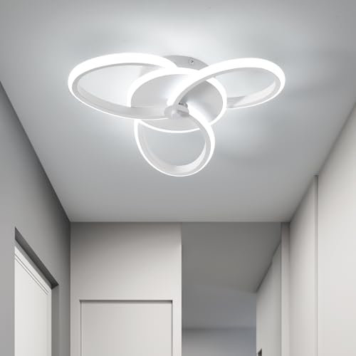 KUKAK Plafonnier LED,Moderne Lampe de plafond 22W 2200lm,Aluminium et Acrylique Luminaire Plafonnier Blanc Froid 6000K,Lampe de Lustre pour Chambre Cuisine Couloir Salle à Manger Balcon Dia 33cm
