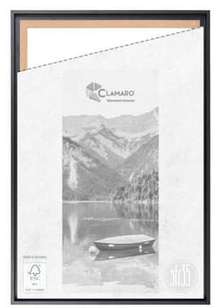 CLAMARO Schattenfugenrahmen SFR35, 40x100 cm, Keilrahmen, Schwarz Matt | MDF-Holz Rahmenleiste, Schattenfuge ca. 7-8 mm, Metall Zackenaufhänger, inkl. Montagematerial, ohne Leinwand