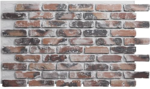 EverStone Aged Brick Faux Brick Panel, 46 7/8 W x 27 H x 1 1/4 D, Farmhouse Color