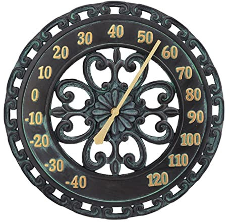 Generic Indoor Outdoor Thermometer, Waterproof Garden Decor, Retro Style Wall Thermometer, -40 to 120°F, IP44 Rated, Analog Display