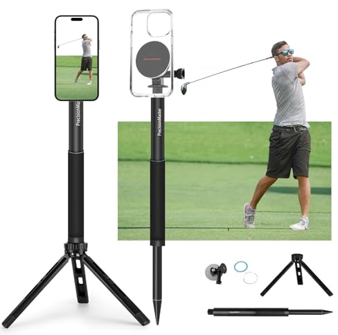 PrecisionMaster Golf Tripod & Monopod, Magnetic Golf Film Stick 52 Adjustable Aluminum, Golf Swing Training Aid Compatible with Magsafe iPhone Android Phones