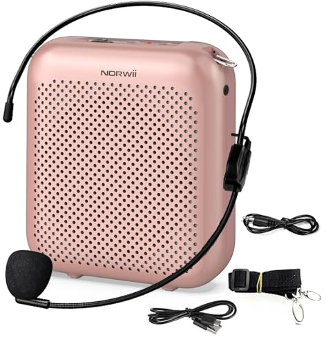 Norwii S358 Amplificador de Voz Portátil con Micrófono de Diadema con Cable | 10W, 2000mAh, AUX y USB-C, altavoz personal para profesores, enseñanza en el aula, formación, guías turísticos, entrenadores