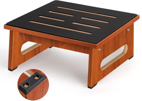 Step Stool, Bed Steps for High Beds for Adults with Non-Slip Rubber Stepping Surface and Handles, 450 LBS Capacity for Bedroom Kitchen Bathroom, or Bedside, Senior Support (Brown)