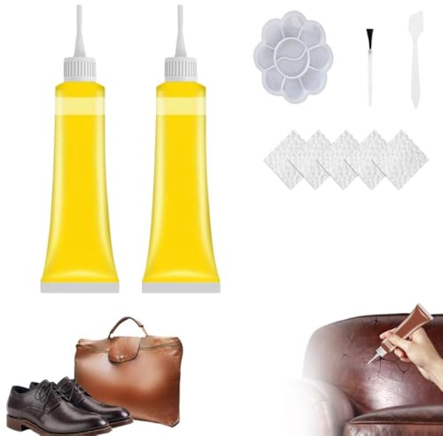 Advanced Leather Repair Gel, 2024 New Professional Leather Repair Kit for Car Seat Vinyl Repair Kit, Multifunctional Furniture Sofa Couch and Jacket Repair Kit (2Pcs Yellow)